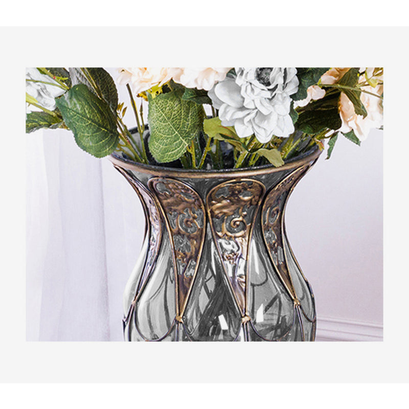 85cm Clear Glass Floor Vase Gold Metal Stand Home Decor Indoor Outdoor
