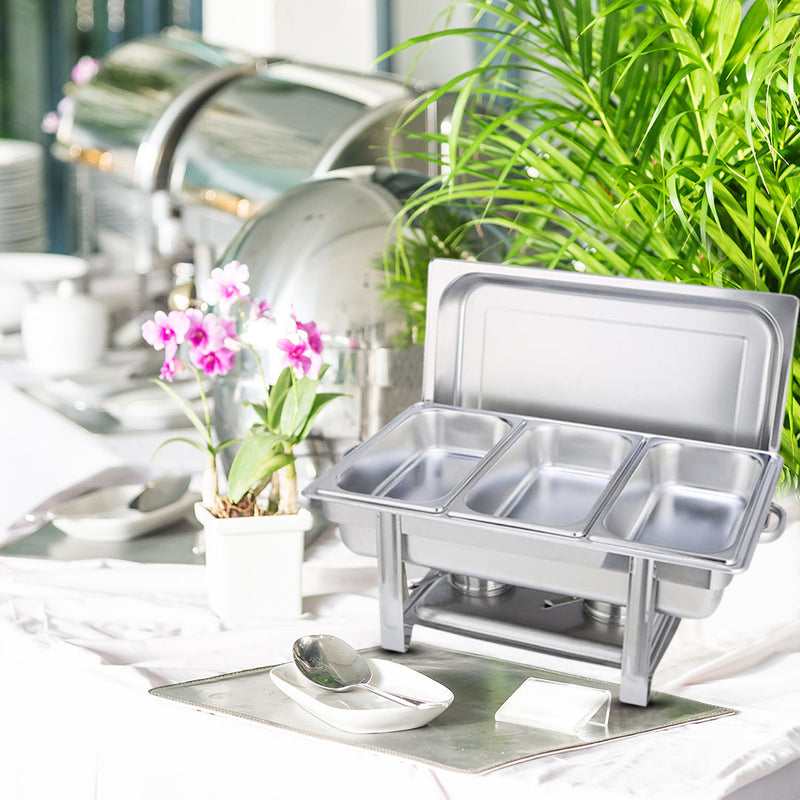 2X Triple Tray Stainless Steel Chafing Dish 3x3L Stackable Food Warmer