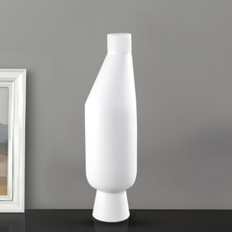Ceramic Vase 14x52cm Modern Minimalist White Narrow Top Rounded Body