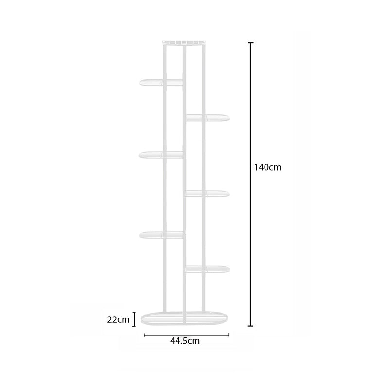 2X 8 Tier 9 Pots White Metal Plant Stand 44.5x22x140cm Space Saving