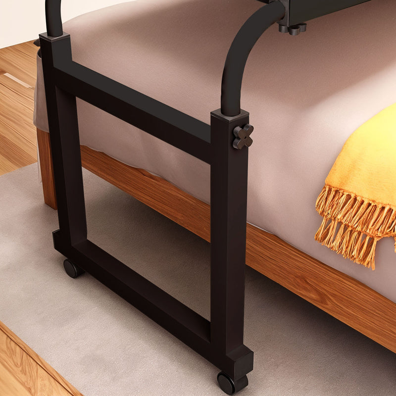 2X Black Adjustable Bed Desk Table 140-230cm Height Movable with Wheels