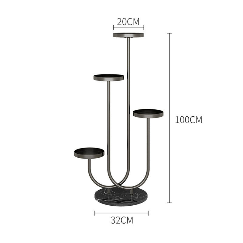 U Shaped Plant Stand Black Metal 4 Tier Flower Pot Tray Home Decor Display