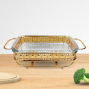 1.5L Lace Dining Stove Kitchen Appliance Gold Finish Iron Glass Stainless Steel