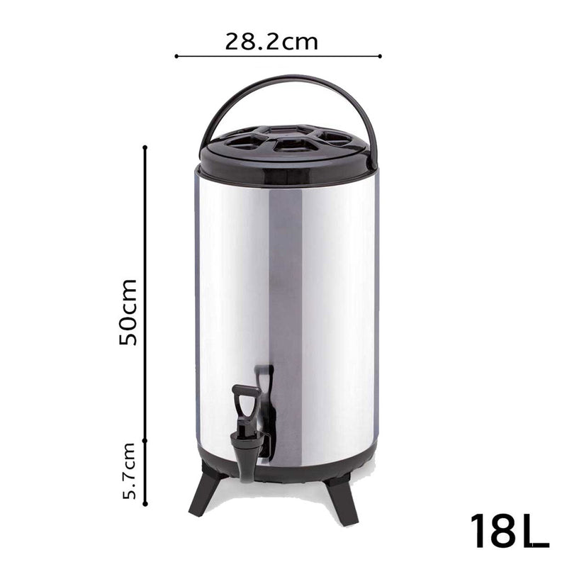 18L Portable Insulated Coffee Tea Barrel Stainless Steel Dispenser 6H Hot 8H Cold