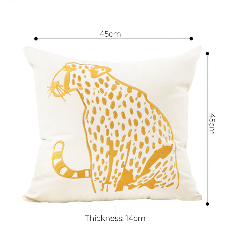 2X Throw Pillow 45cm Polyester White Golden Leopard Design Square Thick