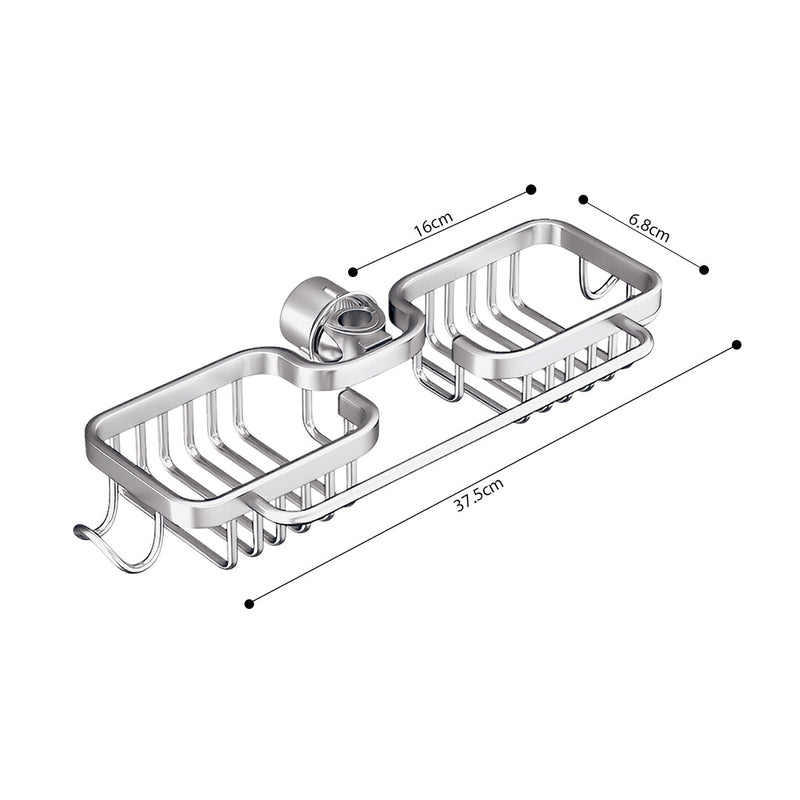 Faucet Storage Rack Aluminum Silver Sponge Caddy Soap Holder with Towel Bar