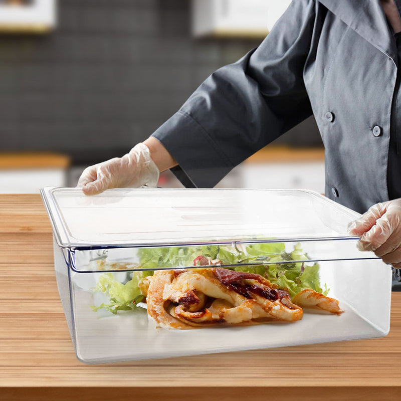 200mm Clear Gastronorm GN Pan Set of 6 Polycarbonate Food Tray With Lids