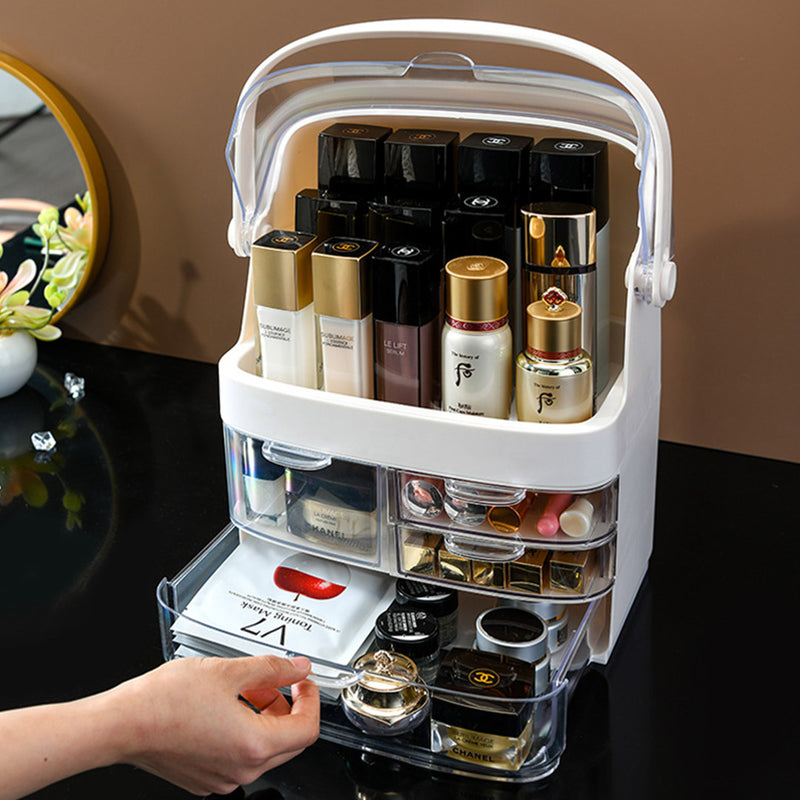 3 Tier White ABS Makeup Cosmetic Storage Organizer Skincare Holder Box