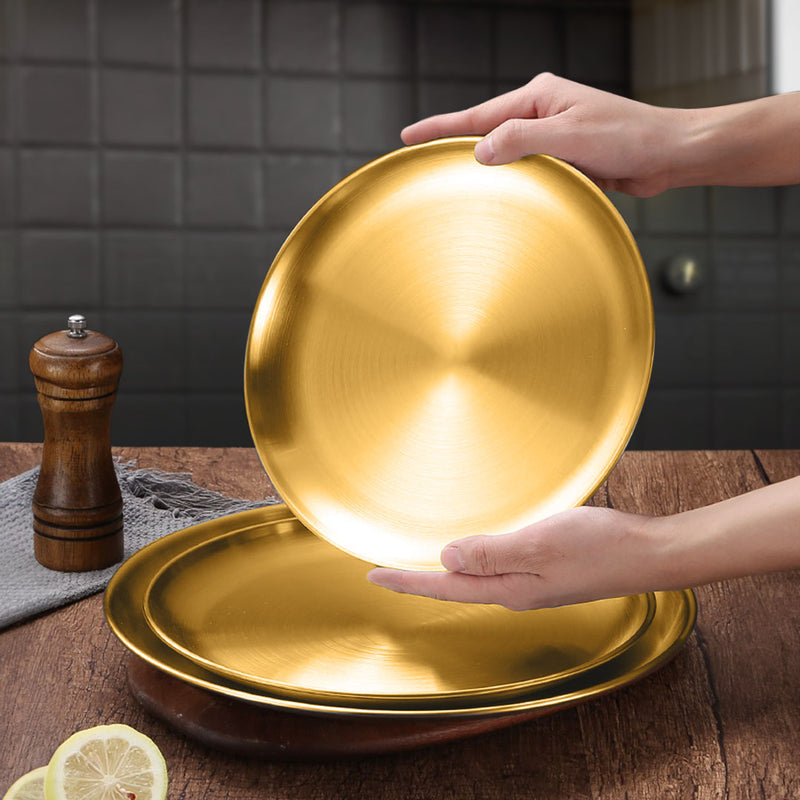 Grilling Plate Stainless Steel 14cm Heat Resistant Nonstick Gold 5 Pack