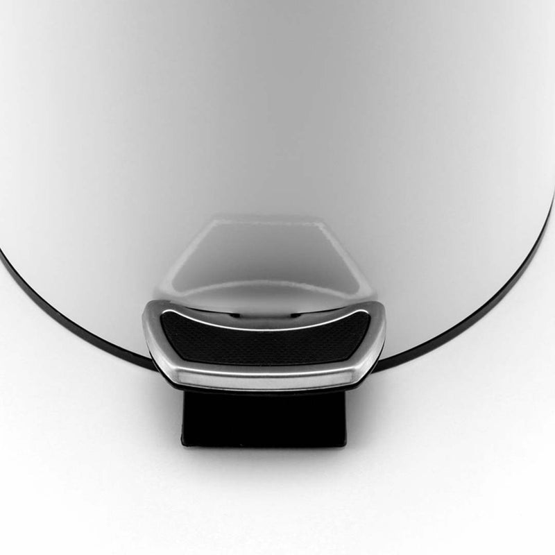Foot Pedal Stainless Steel Trash Bin 7L Round White Removable Inner Bin