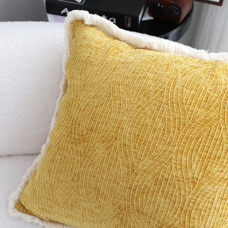 2X Throw Pillow 50x50x18cm Polyester Cotton Chenille Plush Turmeric Yellow