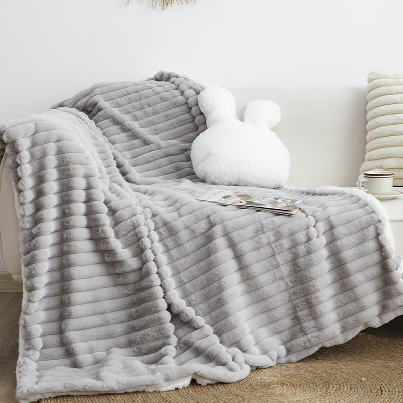 2X 150x200cm Milk Velvet Throw Blanket Polyester Smoke Gray Luxuriously Soft