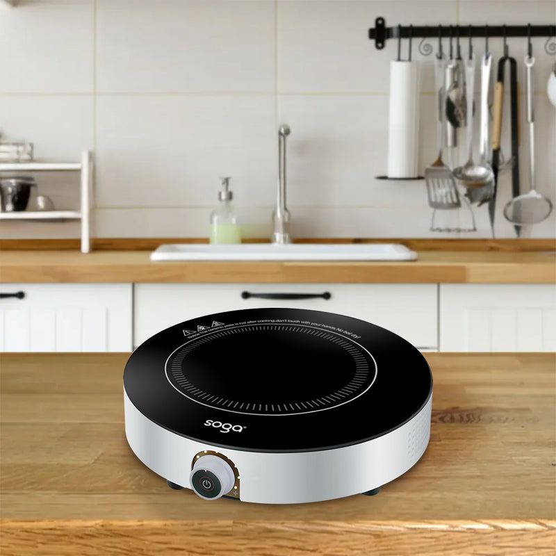 26cm Smart Induction Cooktop 2000W Portable Black Glass Top LED Display Knob