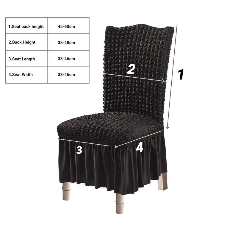 Black Polyester Stretch Chair Cover With Ruffle Skirt Seat Protector 45 To 60 Cm
