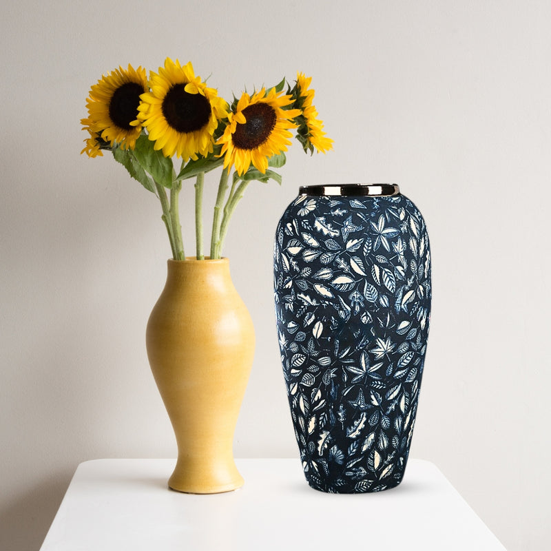 Ceramic Flower Vase 35x17cm Large Blue Elegant Living Room Decor