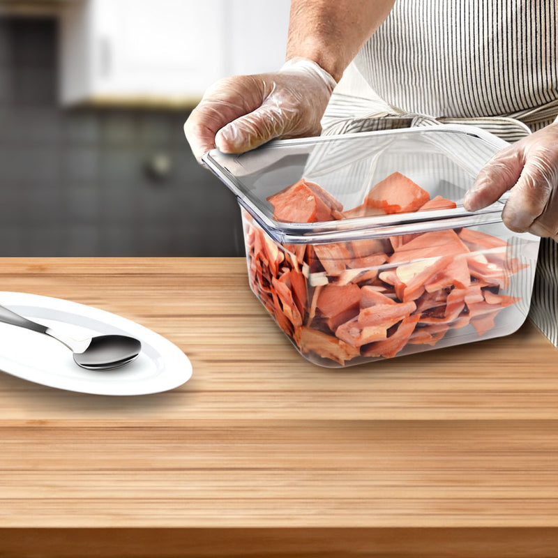 1/6 Gastronorm Pan 150mm Clear Polycarbonate Dishwasher Safe Bundle of 4