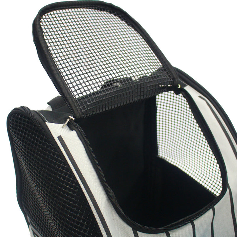 Red Pet Carrier Backpack Oxford Cloth Breathable Mesh Safety Travel Bag