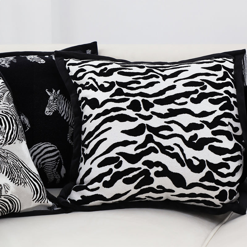 2X 45cm Black White Luxury Decorative Cushion Mottled Texture Square Pillow