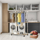 120cm Stainless Steel Clothes Rack Floor-Standing Durable Portable with Wheels