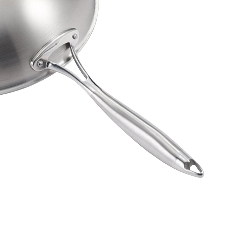 2X 34cm Stainless Steel Fry Pan Textured Nonstick Interior Helper Handle Lid