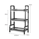 3 Tier 62cm Black Carbon Steel Kitchen Dish Drying Rack with Cutlery Holder