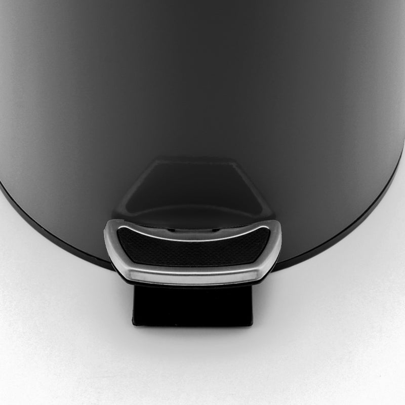 4X 12L Round Pedal Bin Stainless Steel Powder Coated Removable Inner Liner Black