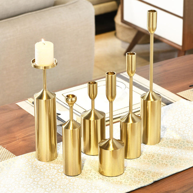6pcs Gold Iron Candle Holder Set Luxury Tapered Rustproof Home Decor Gift
