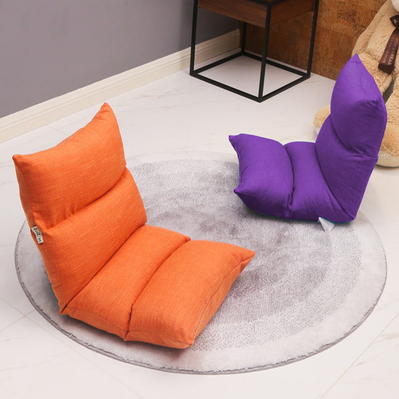 Floor Recliner Folding Chair Linen 108x53x15cm Adjustable Purple