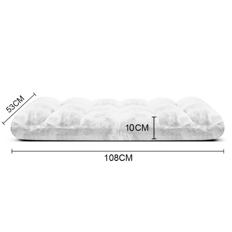 Floor Recliner Folding Lounge Sofa Futon Chair Plush White Adjustable 6 Angles