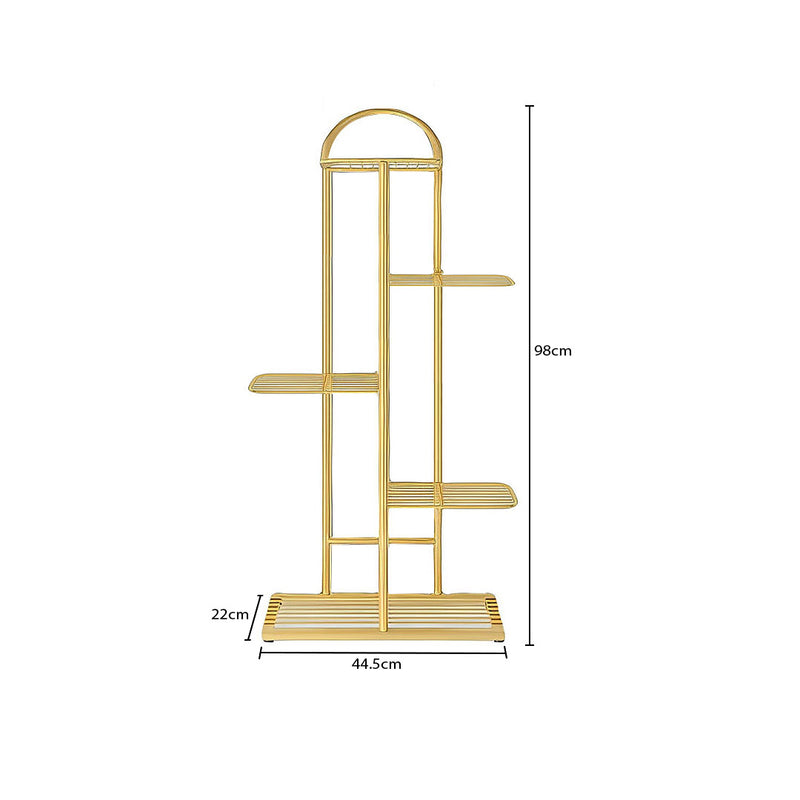 5 Tier 6 Pots Gold Metal Plant Stand Indoor Home Office Display