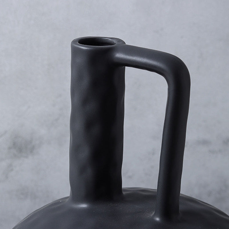 20x30cm Black Ceramic Handmade Vase Contemporary Minimalist Home Decor