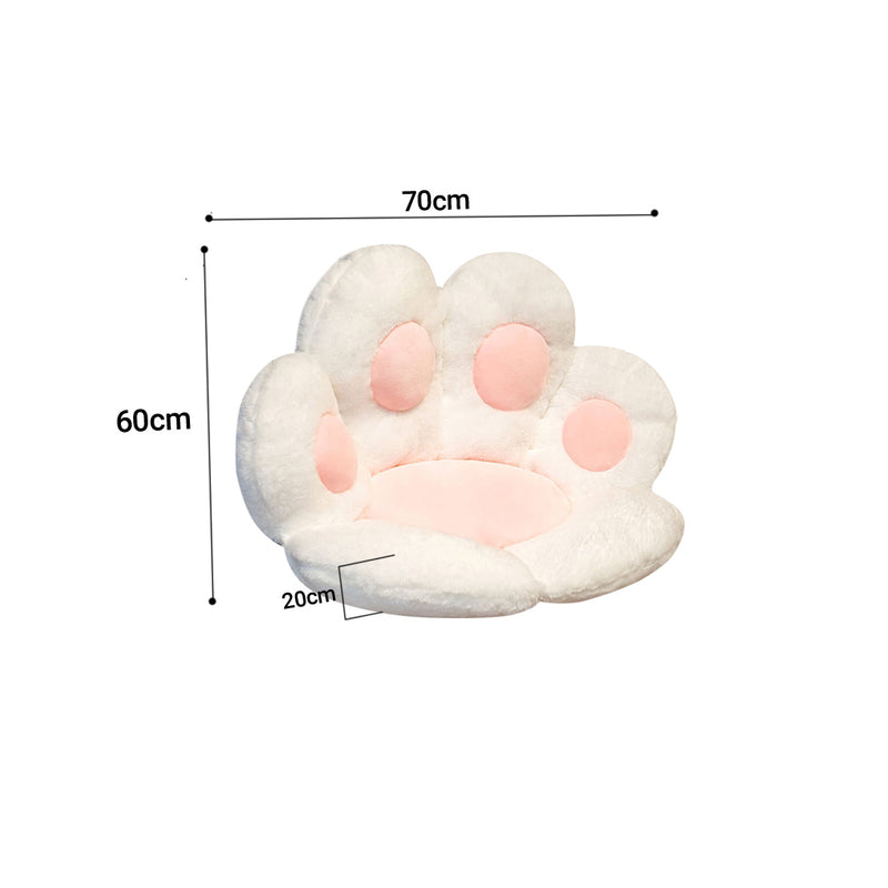 2X 70cm White Paw Shape Plush Cotton Back Support Decorative Cushion