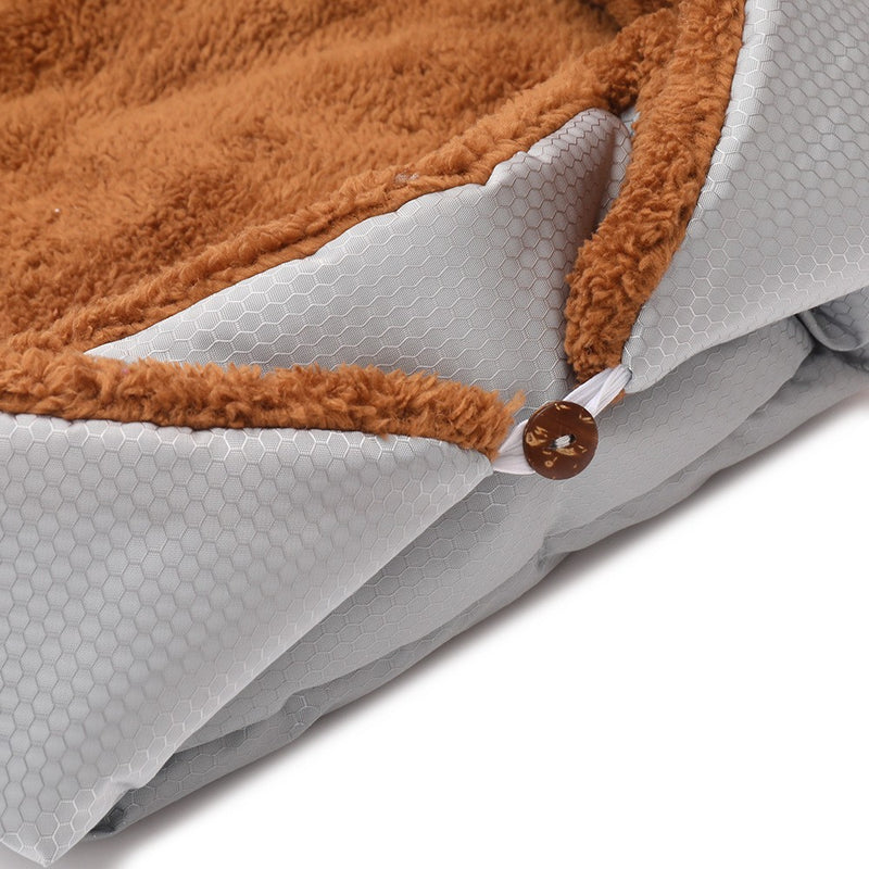 Dual Purpose Plush Cloth Pet Bed Mat 40cmx26cmx13cm Silver Anti Slip Washable