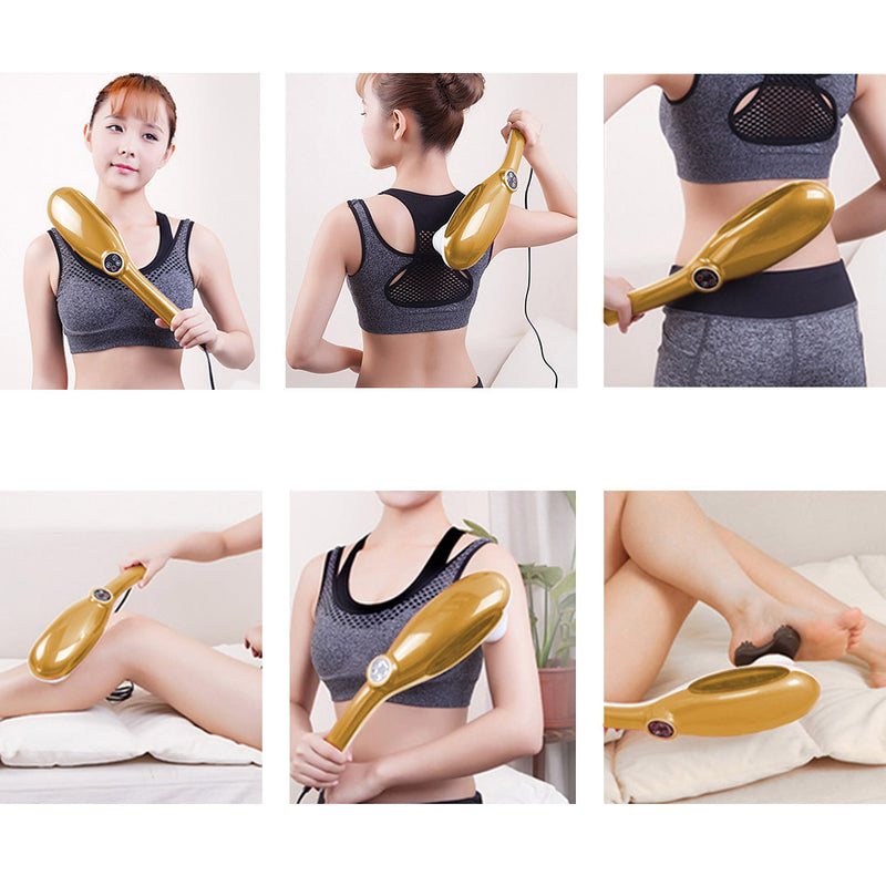 2X Handheld Massager 6 Interchangeable Heads Dual Speed Deep Tissue Yellow