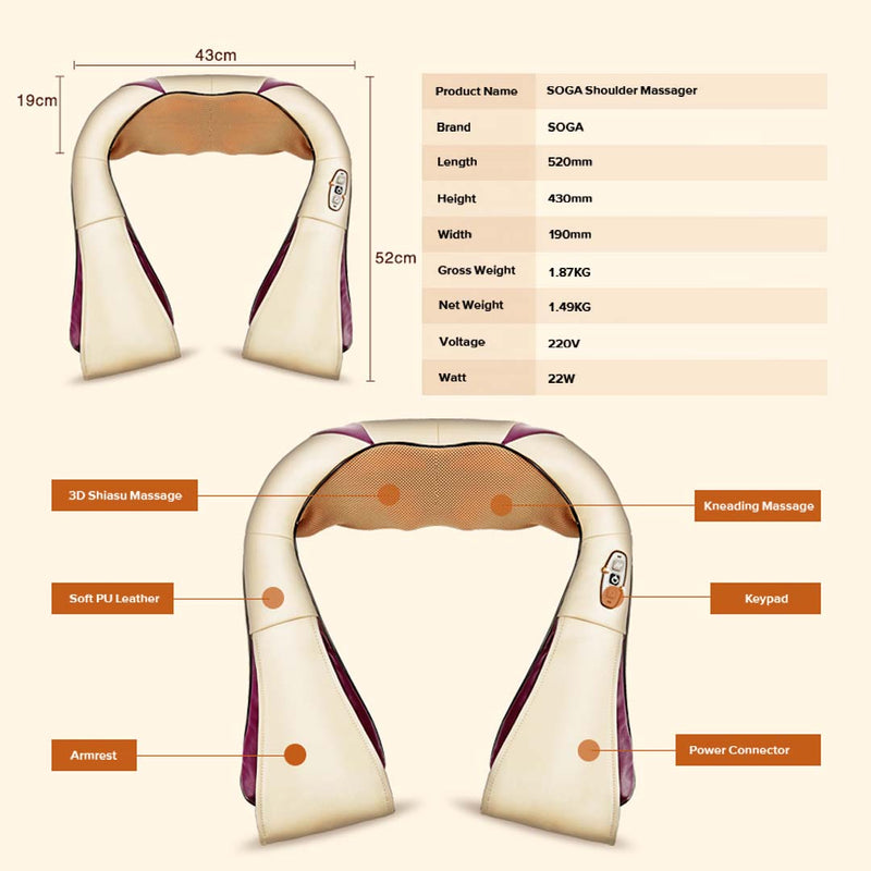 2X Electric Shiatsu Neck Shoulder Body Massager With Infrared Heat Car Charger