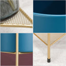 4X Gold Metal Indoor Plant Stand 2 Tier 81cm with Blue Pot Holder Shelving