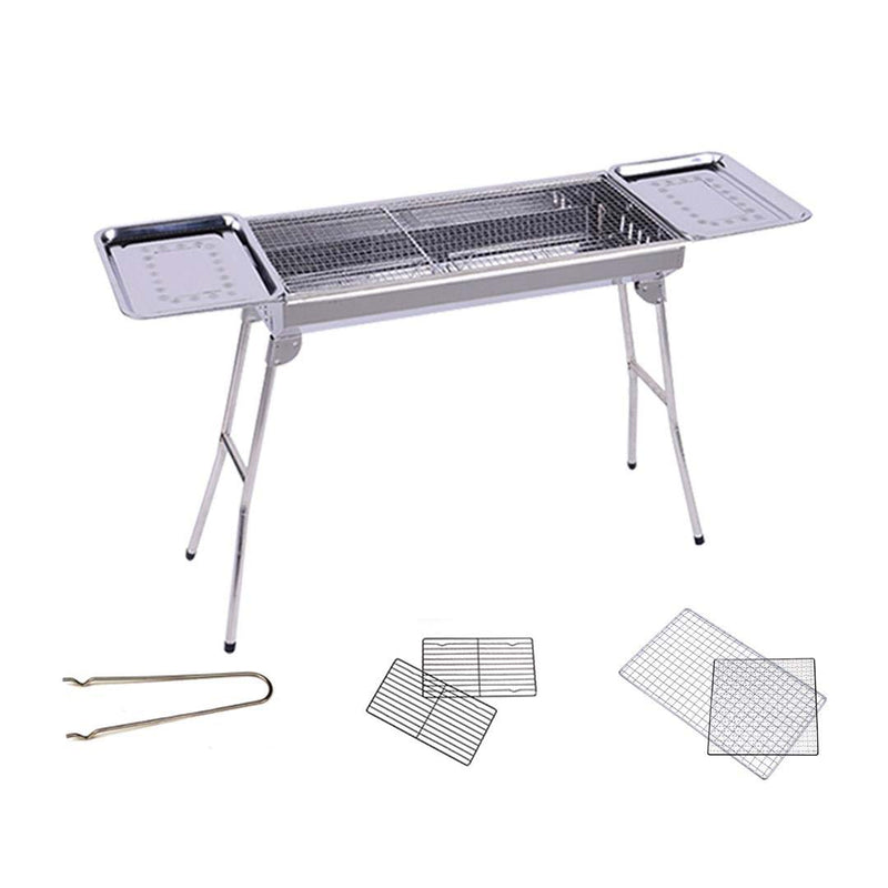 Portable Stainless Steel Skewer Grill 6-8 Persons Charcoal BBQ Outdoor Cooking