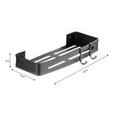 Black Aluminum Bathroom Storage Rack Wall Mounted Space Saving With Hooks