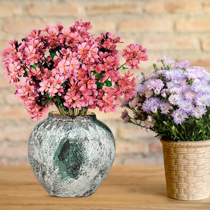 Small Ceramic Flower Vase 21x22cm Green Handcrafted Elegant Home Decor