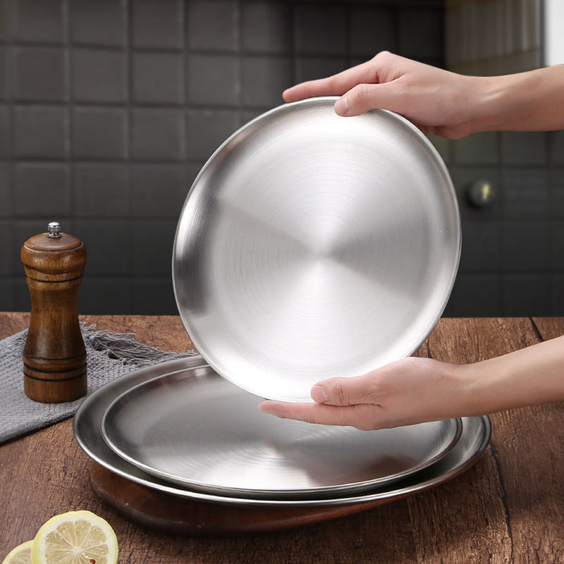 17cm Grilling Plate Stainless Steel Non Stick Heat Resistant Silver 5 Pieces