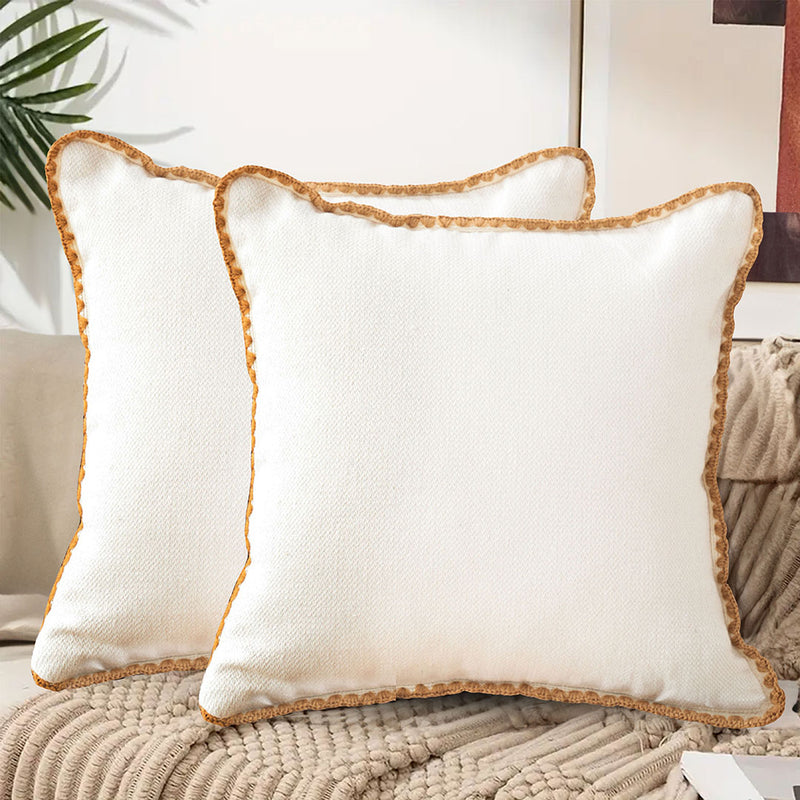 2X 45cm Square Throw Pillow Soft Velvet White Plush Cushion For Home Decor