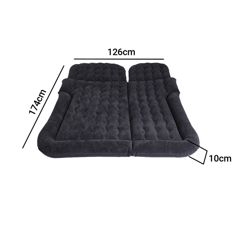 2X Black Inflatable Car Boot Mattress PVC Flocking Air Bed Camping Travel