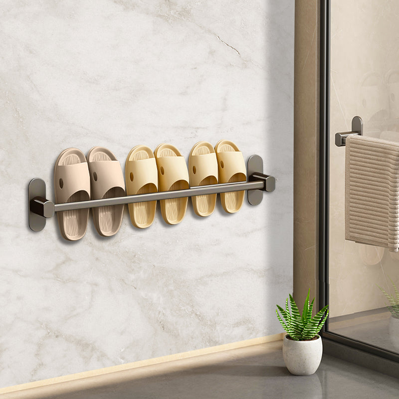 2X 69cm Wall Mounted Aluminum Slipper Rack Black Adhesive Rust Proof