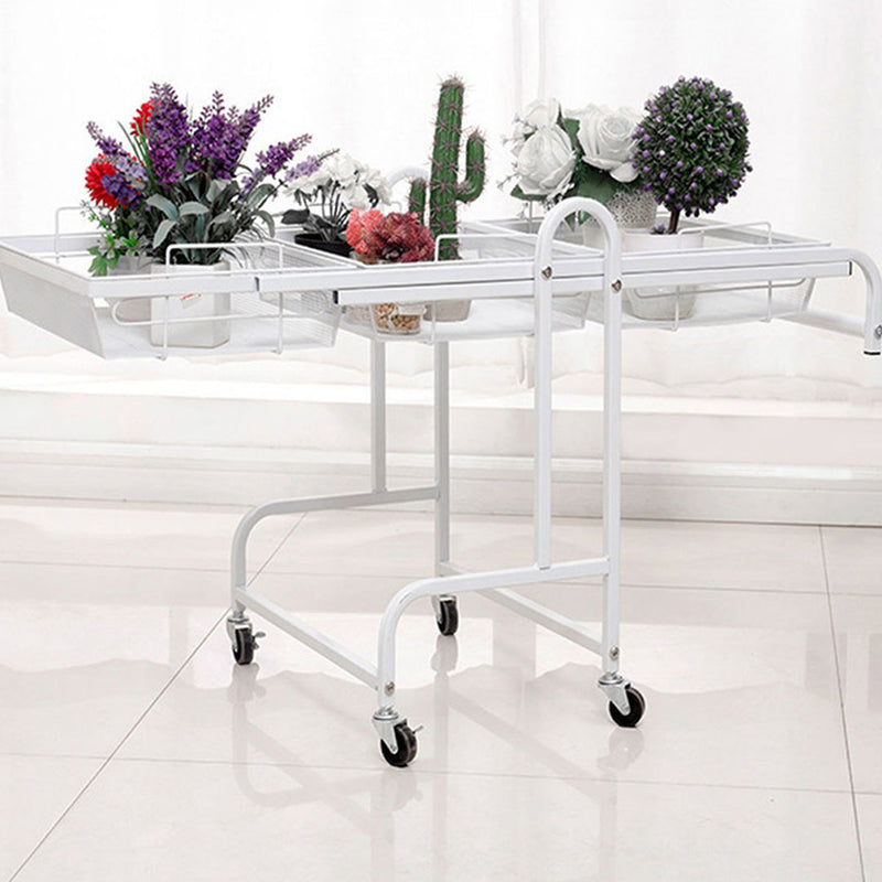 2X 3 Tier Carbon Steel Kitchen Cart White Adjustable Mesh Shelves Wheels
