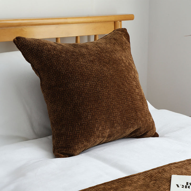 Polyester Queen Bed Scarf Runner 70x210cm 45cm Cushions Chocolate Set of 3