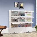 7 Tier White Shoe Rack Organizer Stackable Portable Storage with Cover