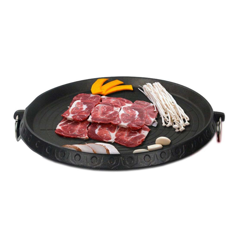 2X Stone Coated Round Grill Plate Non Stick PFOA Free Portable Korean Barbecue