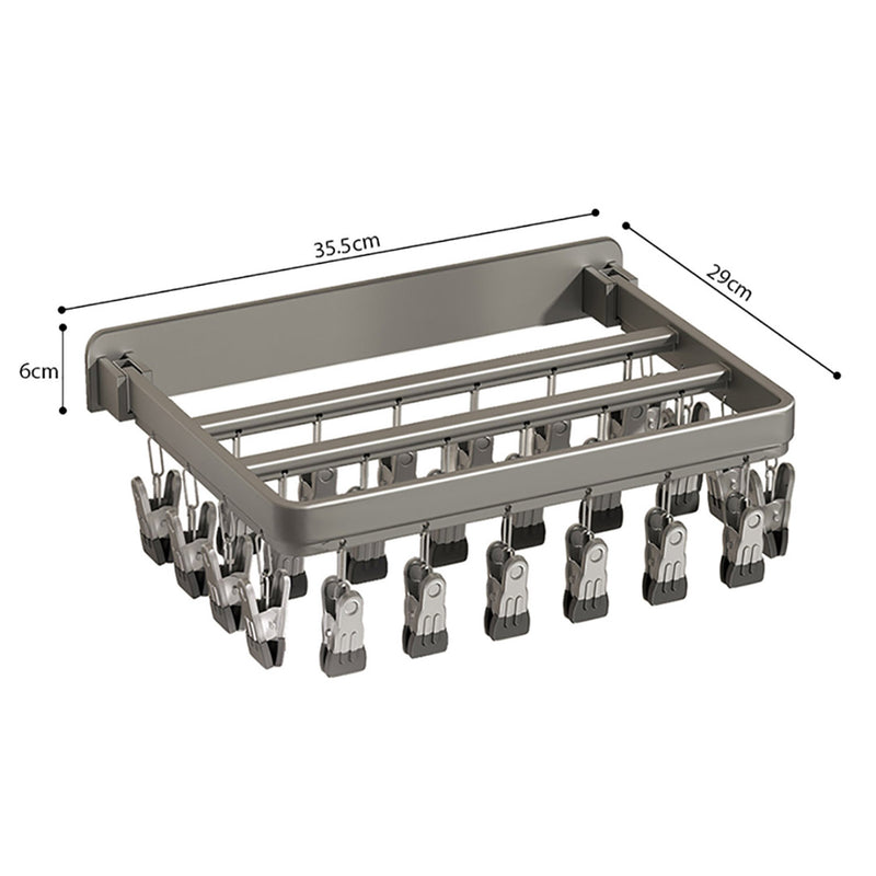 Wall Mounted Aluminum Drying Rack Multi Clip Dark Grey 35.5x29x6cm 0.81kg