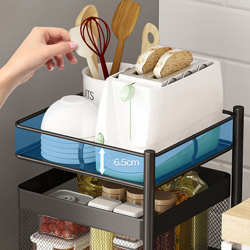 2X 3 Tier Carbon Steel Rotating Kitchen Cart Black 29x28x65cm 10Kg Per Shelf