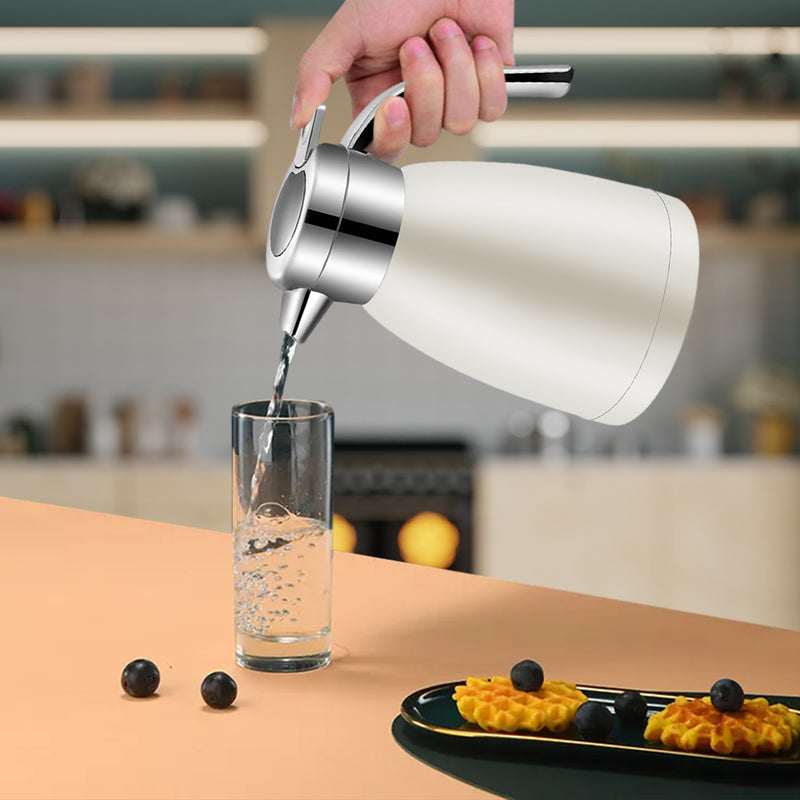 1.2L 18/10 Stainless Steel Insulated Vacuum Bottle Spill Proof Lid White